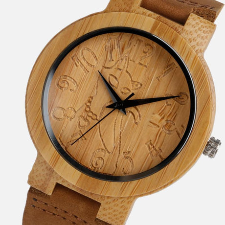 Women's Lovely Cat Bamboo Watch - Dazpy