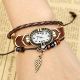 Women's Vintage Leather Bracelet Watch - Dazpy