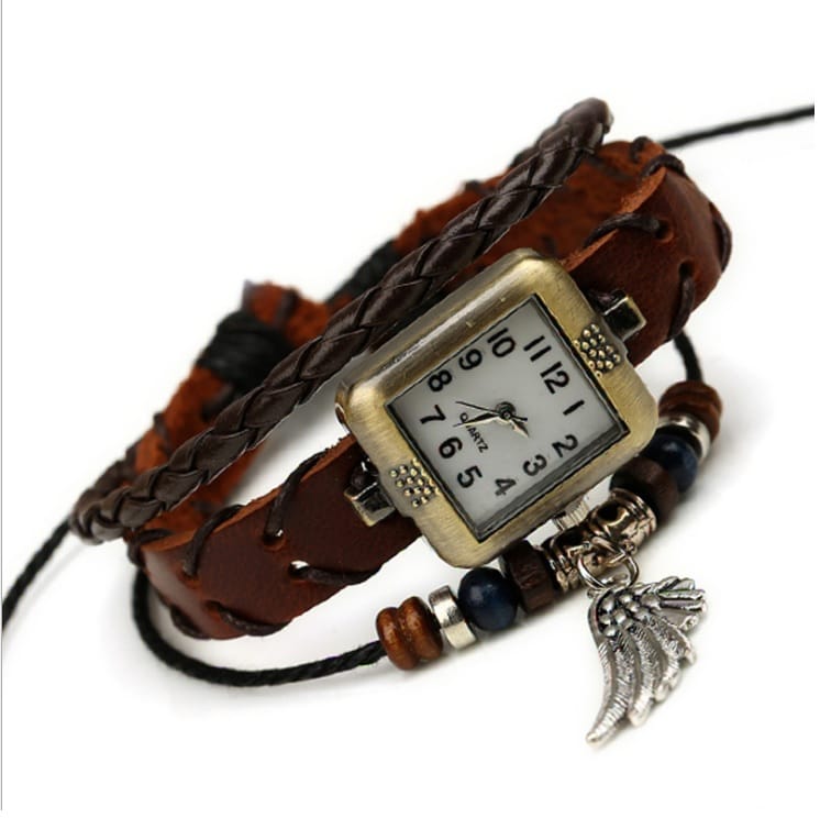 Women's Vintage Leather Bracelet Watch - Dazpy