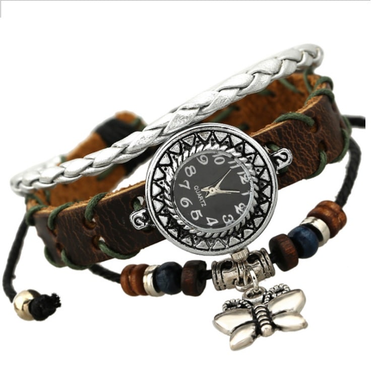 Women's Vintage Leather Bracelet Watch - Dazpy