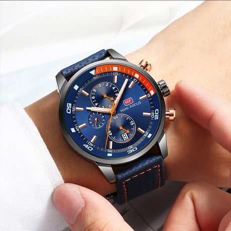 Men's Plaid Leather Strap Watches - Dazpy