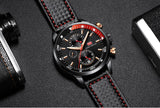 Men's Plaid Leather Strap Watches - Dazpy