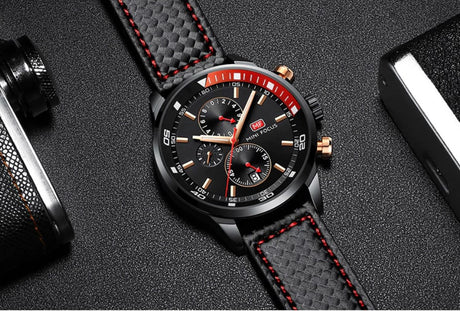 Men's Plaid Leather Strap Watches - Dazpy