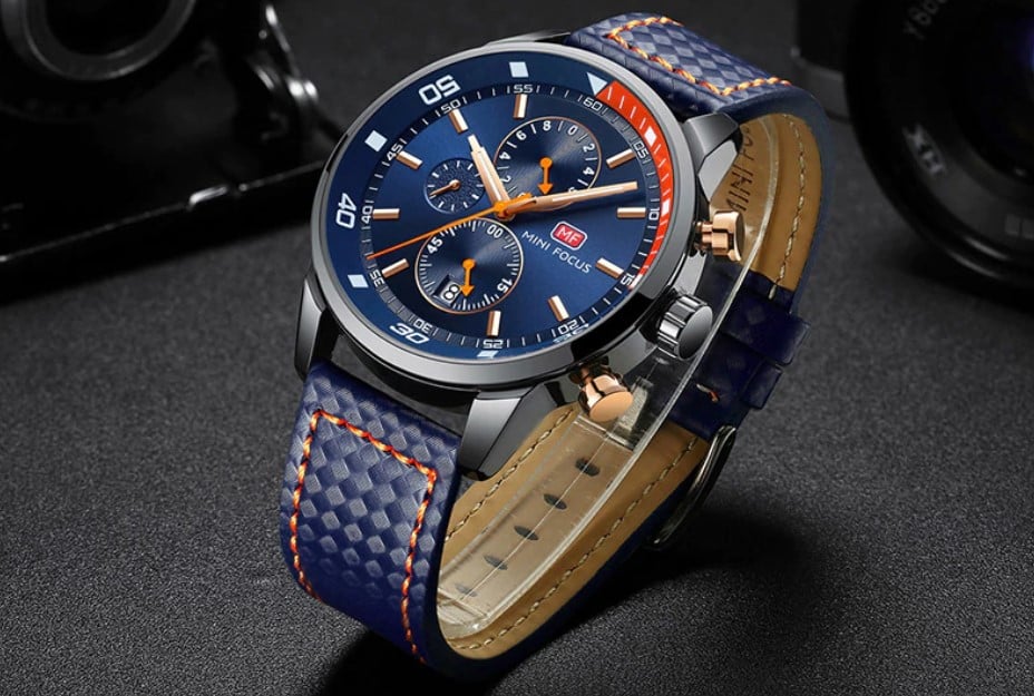 Men's Plaid Leather Strap Watches - Dazpy