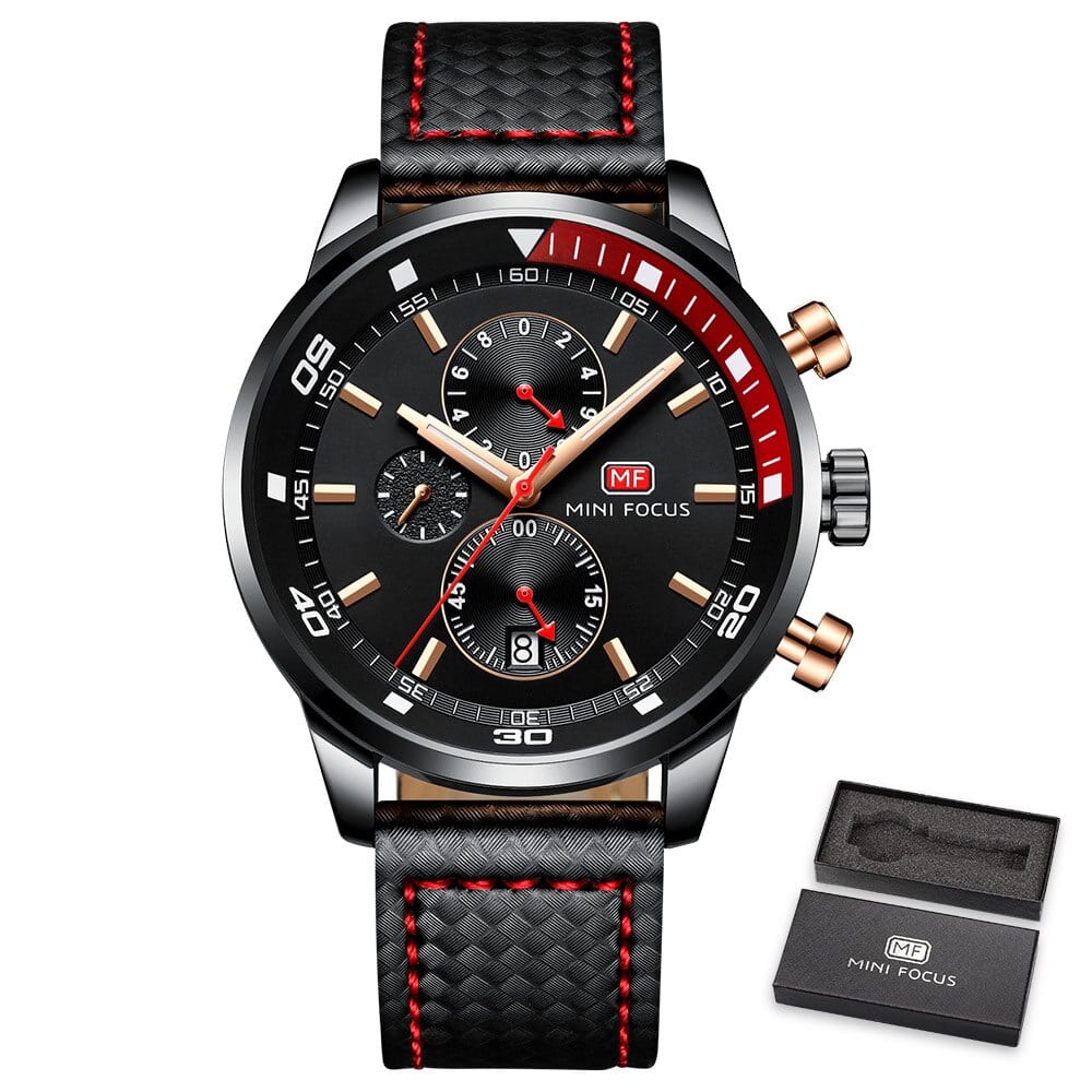 Men's Plaid Leather Strap Watches - Dazpy