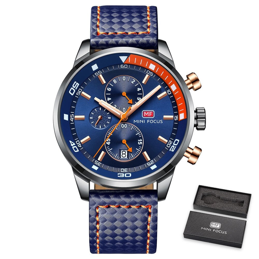 Men's Plaid Leather Strap Watches - Dazpy