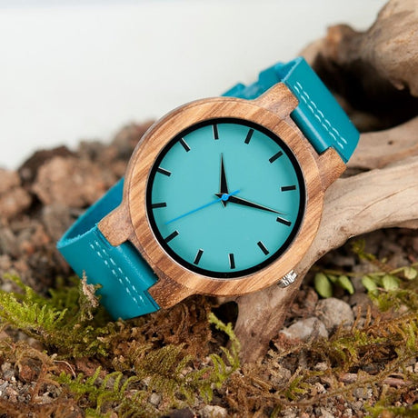 Men's Blue Leather Watch - Dazpy