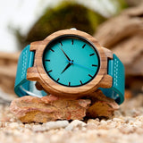 Men's Blue Leather Watch - Dazpy