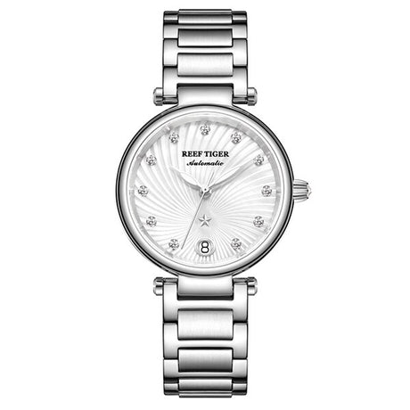 Women's Stainless Steel Diamond Automatic Wristwatch - Dazpy