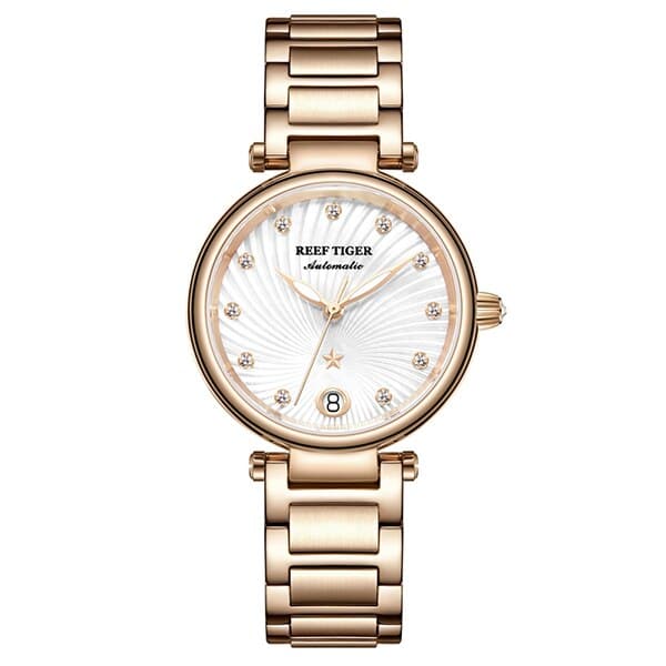 Women's Stainless Steel Diamond Automatic Wristwatch - Dazpy