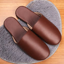 Home Leather Slippers Women's Baotou Home Soft Bottom