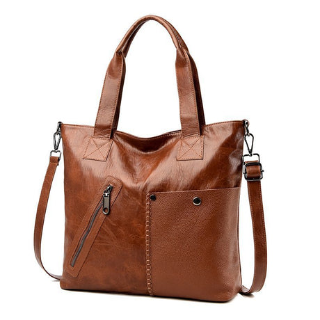 Retro Fashion PU Soft Leather Handbags Large Capacity Single Shoulder Bag - Dazpy