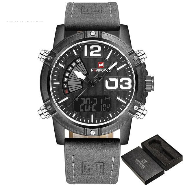 Men's Sport Style Wristwatch with Leather Band - Dazpy