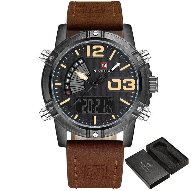 Men's Sport Style Wristwatch with Leather Band - Dazpy