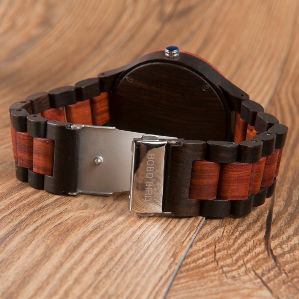 Men's Striped Wooden Watches - Dazpy