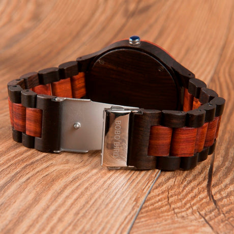 Men's Striped Wooden Watches - Dazpy