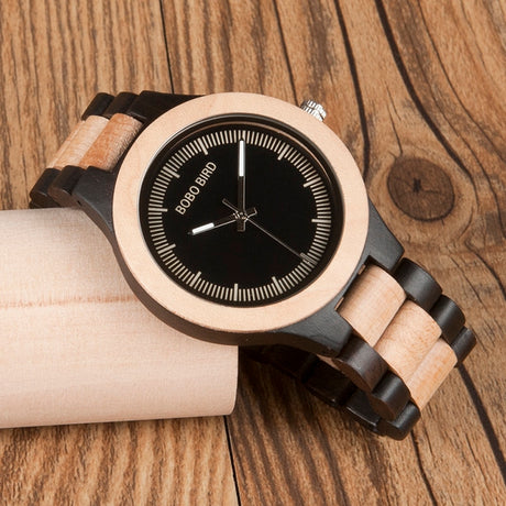 Men's Striped Wooden Watches - Dazpy