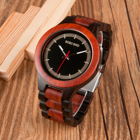 Men's Striped Wooden Watches - Dazpy