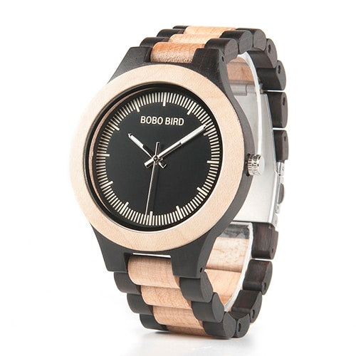 Men's Striped Wooden Watches - Dazpy