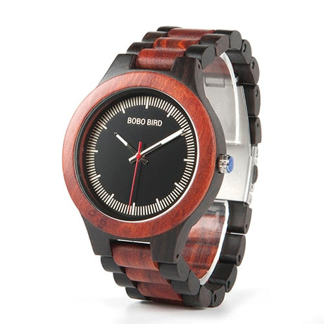 Men's Striped Wooden Watches - Dazpy