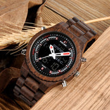 Men's Wood Digital Night Vision Wristwatch - Dazpy