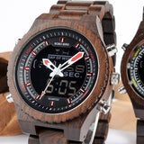 Men's Wood Digital Night Vision Wristwatch - Dazpy