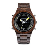 Men's Wood Digital Night Vision Wristwatch - Dazpy