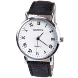 Men's Elegant Silver-Colored Wristwatch with Colorful Leather Band - Dazpy