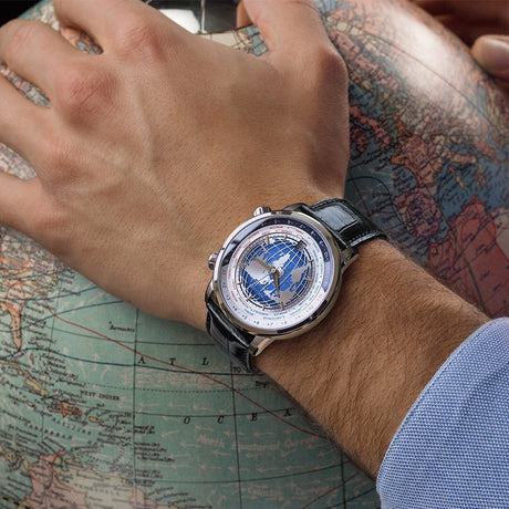 Blue World Map Luxury Aviator Men’s Watch - Dazpy