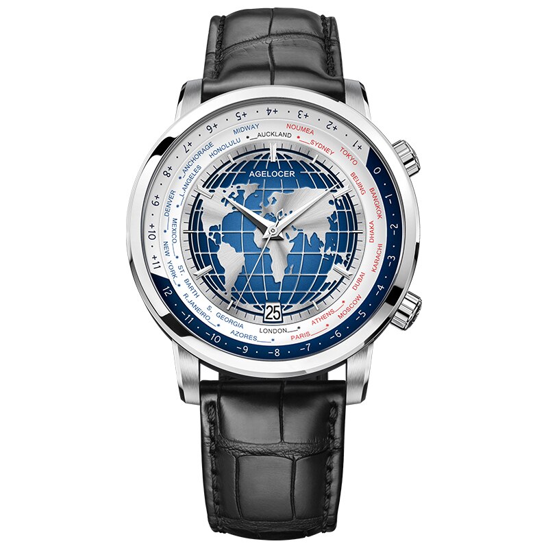 Blue World Map Luxury Aviator Men’s Watch - Dazpy