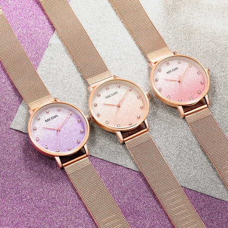 Women's Gradient Glitter Design Dial Watch - Dazpy