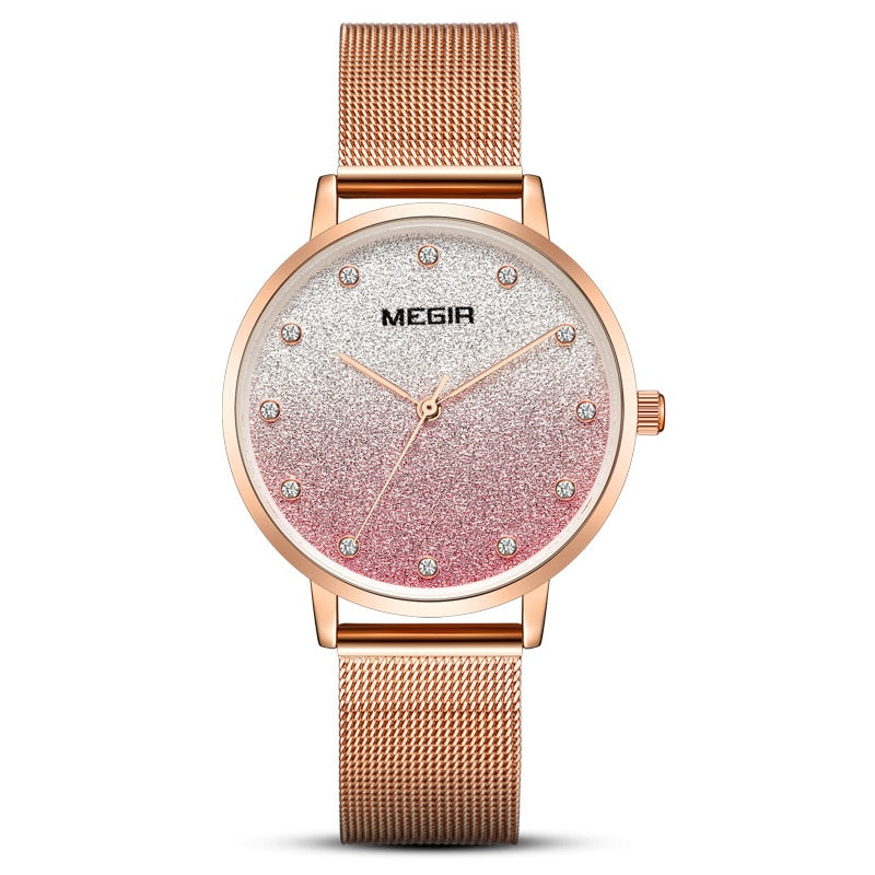 Women's Gradient Glitter Design Dial Watch - Dazpy