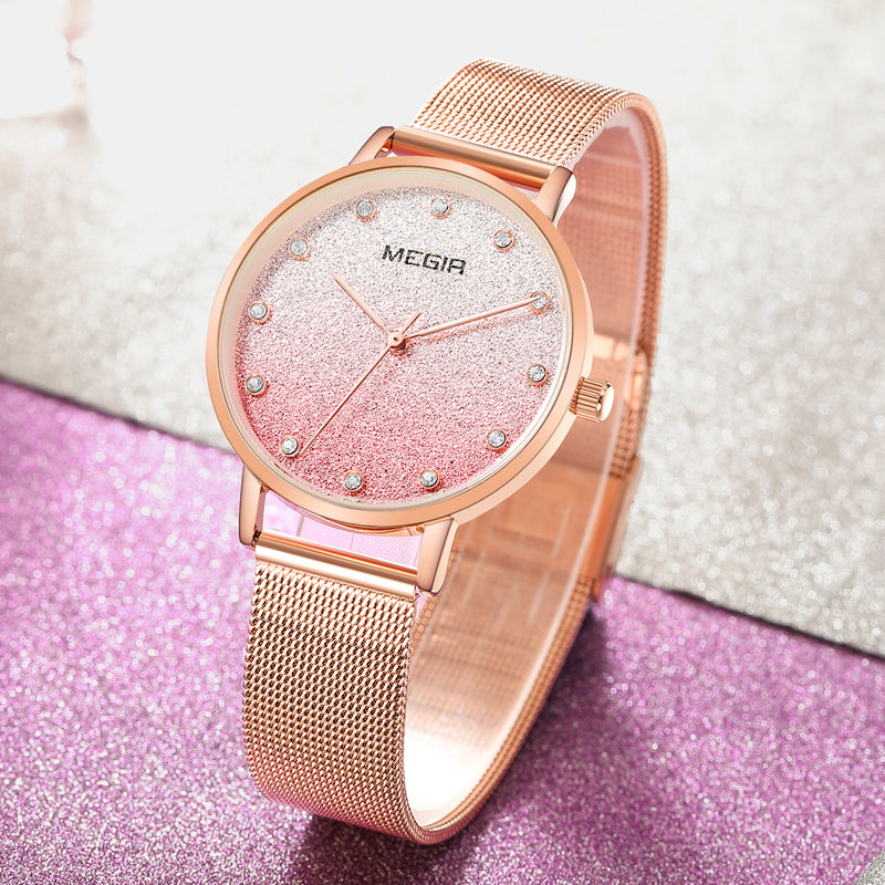 Women's Gradient Glitter Design Dial Watch - Dazpy