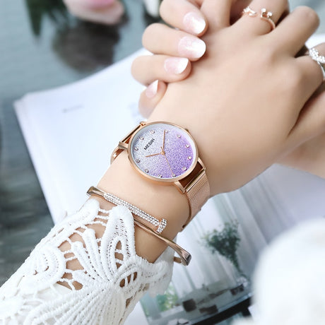 Women's Gradient Glitter Design Dial Watch - Dazpy