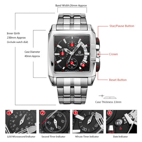 Men's Quartz Stainless Steel Watch - Dazpy