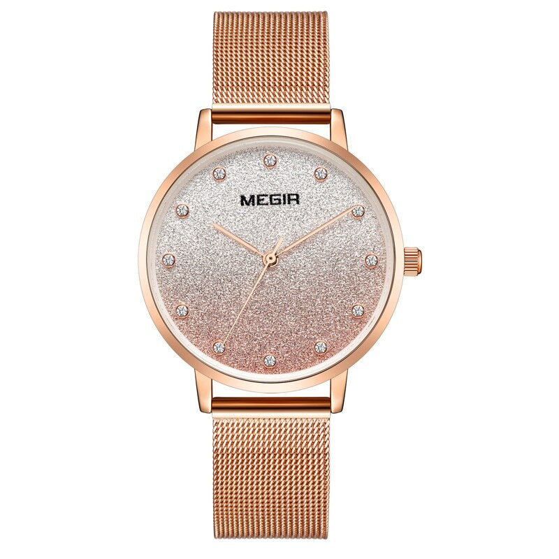 Women's Gradient Glitter Design Dial Watch - Dazpy