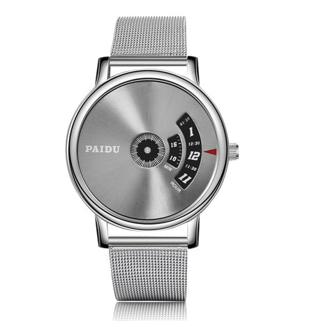 Men's Elegant Silver-colored Wristwatch with Stainless Steel Band - Dazpy