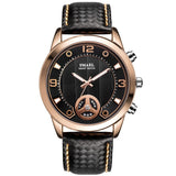 Men's 3D Dial Plaid Leather Watches - Dazpy