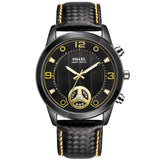 Men's 3D Dial Plaid Leather Watches - Dazpy