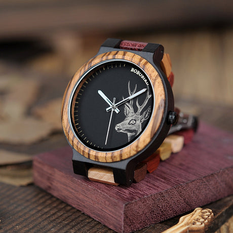 Men's Japan Movement Wooden Watches with Colorful Wood Strap - Dazpy