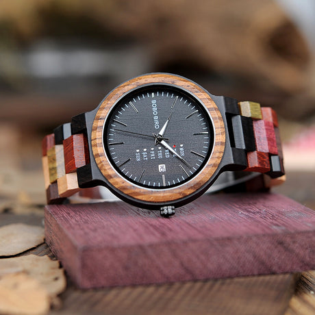 Men's Japan Movement Wooden Watches with Colorful Wood Strap - Dazpy