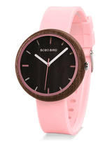 Women's Wooden Dial Sports Watch with Silicone Strap - Dazpy