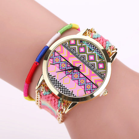 Women's Boho Stripes Woven Bracelet Watches - Dazpy