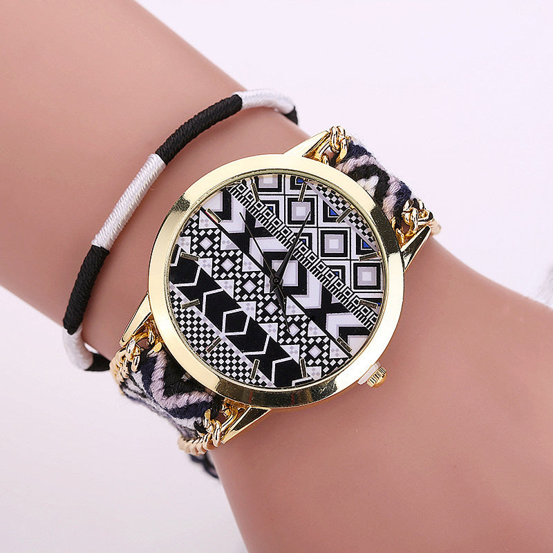 Women's Boho Stripes Woven Bracelet Watches - Dazpy