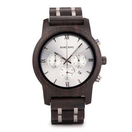 Men's Wooden Quartz Watch with Date - Dazpy