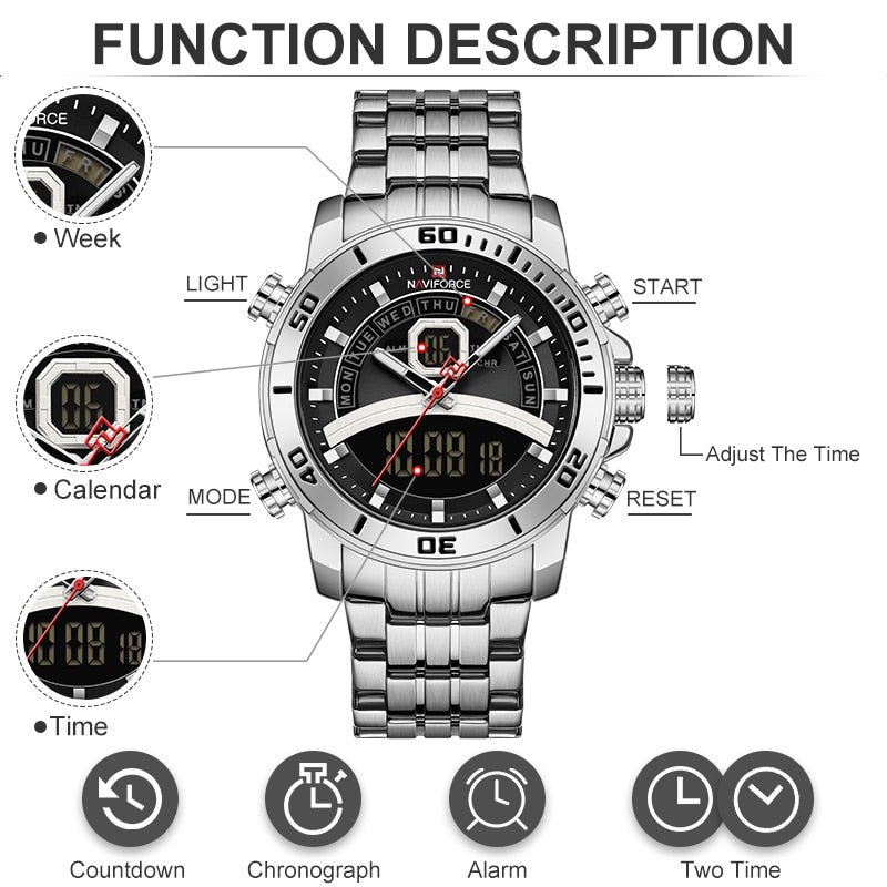 Men's Stainless Steel Tactical Watches - Dazpy