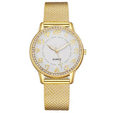 Women's Crystal Patterned Watch with Mesh Band - Dazpy