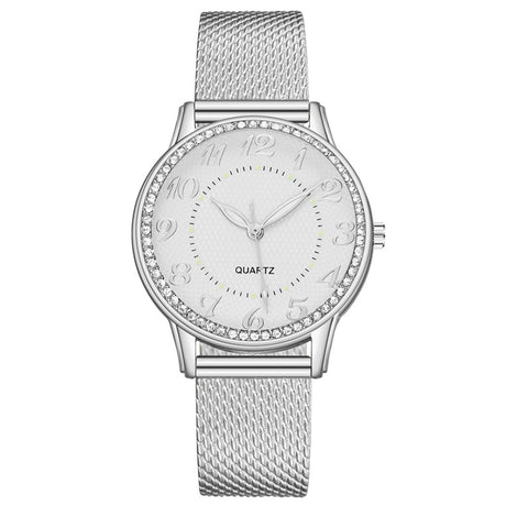 Women's Crystal Patterned Watch with Mesh Band - Dazpy