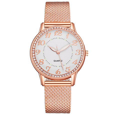 Women's Crystal Patterned Watch with Mesh Band - Dazpy