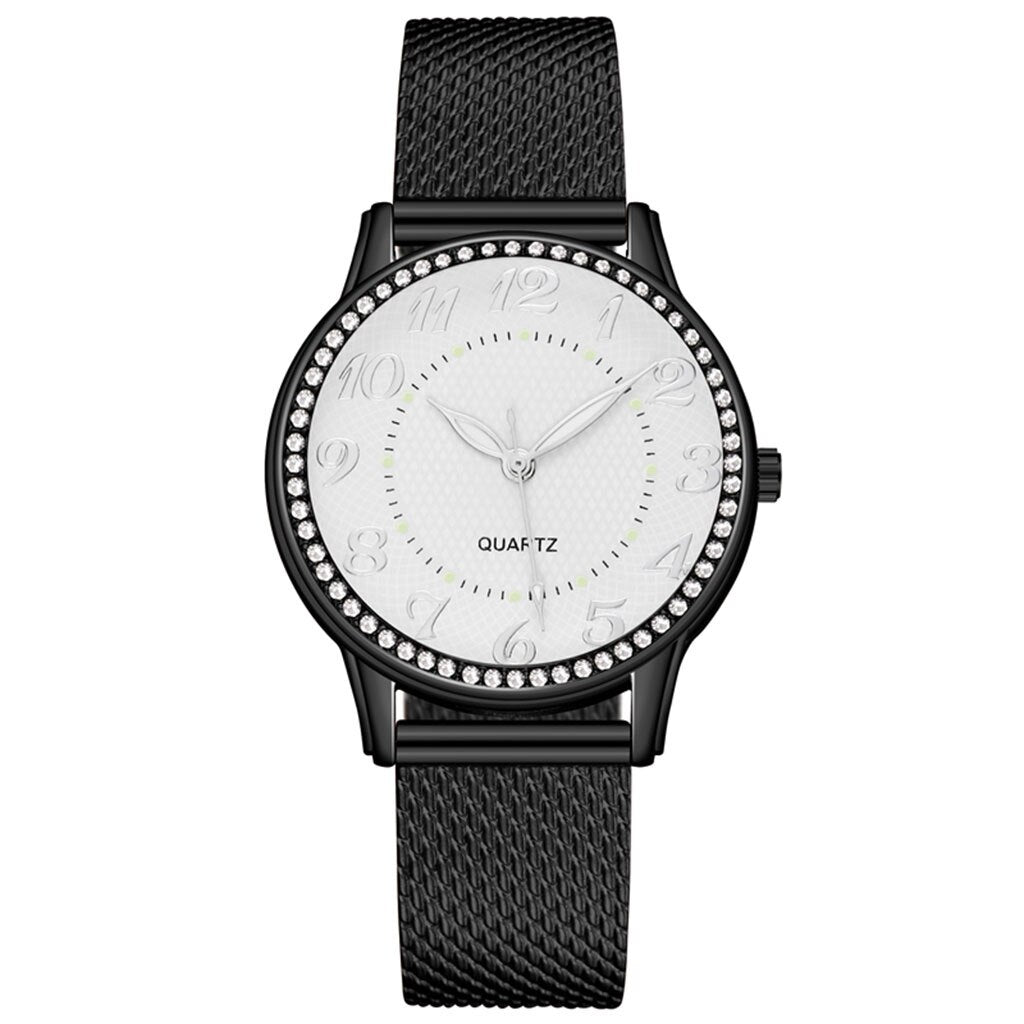 Women's Crystal Patterned Watch with Mesh Band - Dazpy